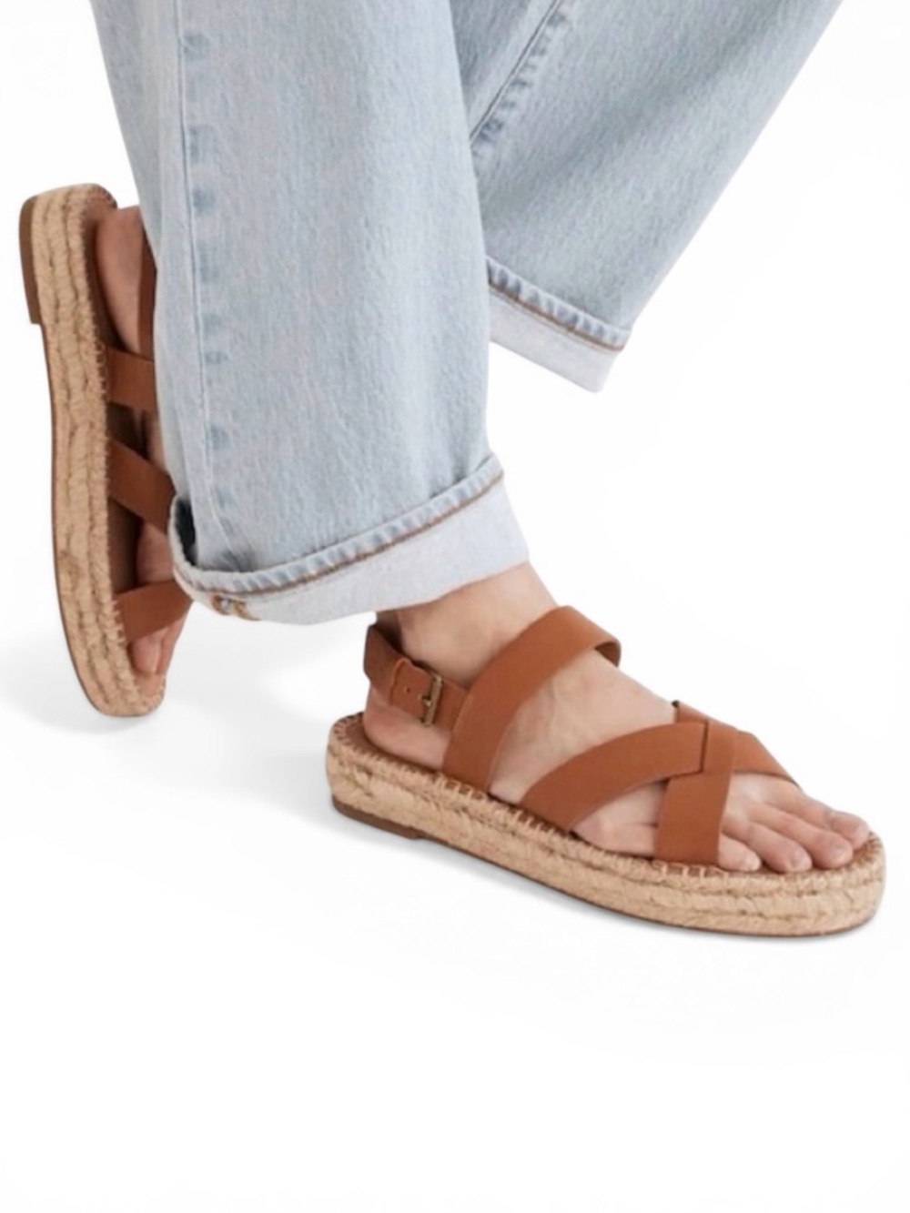 Madewell Julie Crisscross Strap Espadrille Platform Sandals Tan Size 6